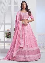 Pure Chiffon Baby Pink Party Wear Embroidery Work Lehenga Choli